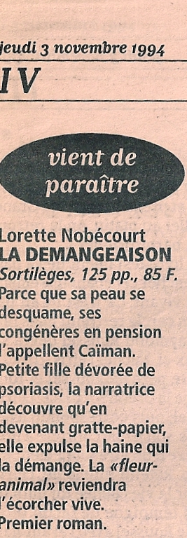 Lib&eacute;ration, 3 nov 1994