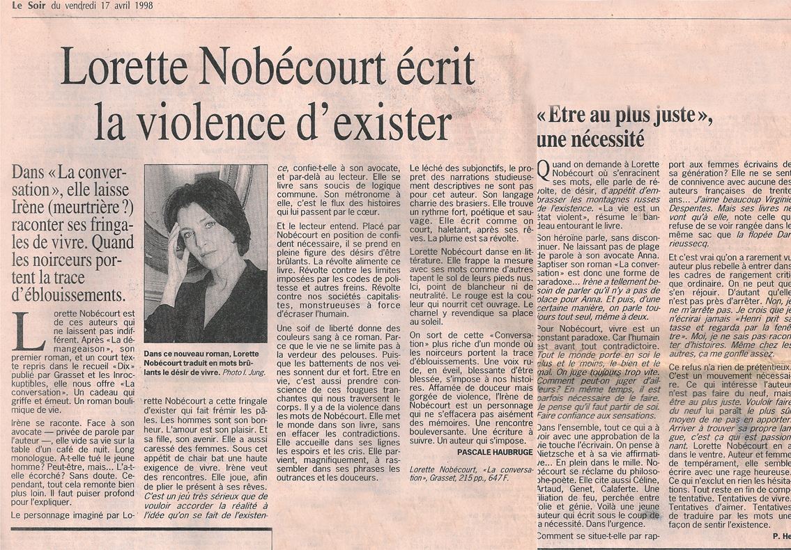 Le Soir, Belgique, 17 avril 1998