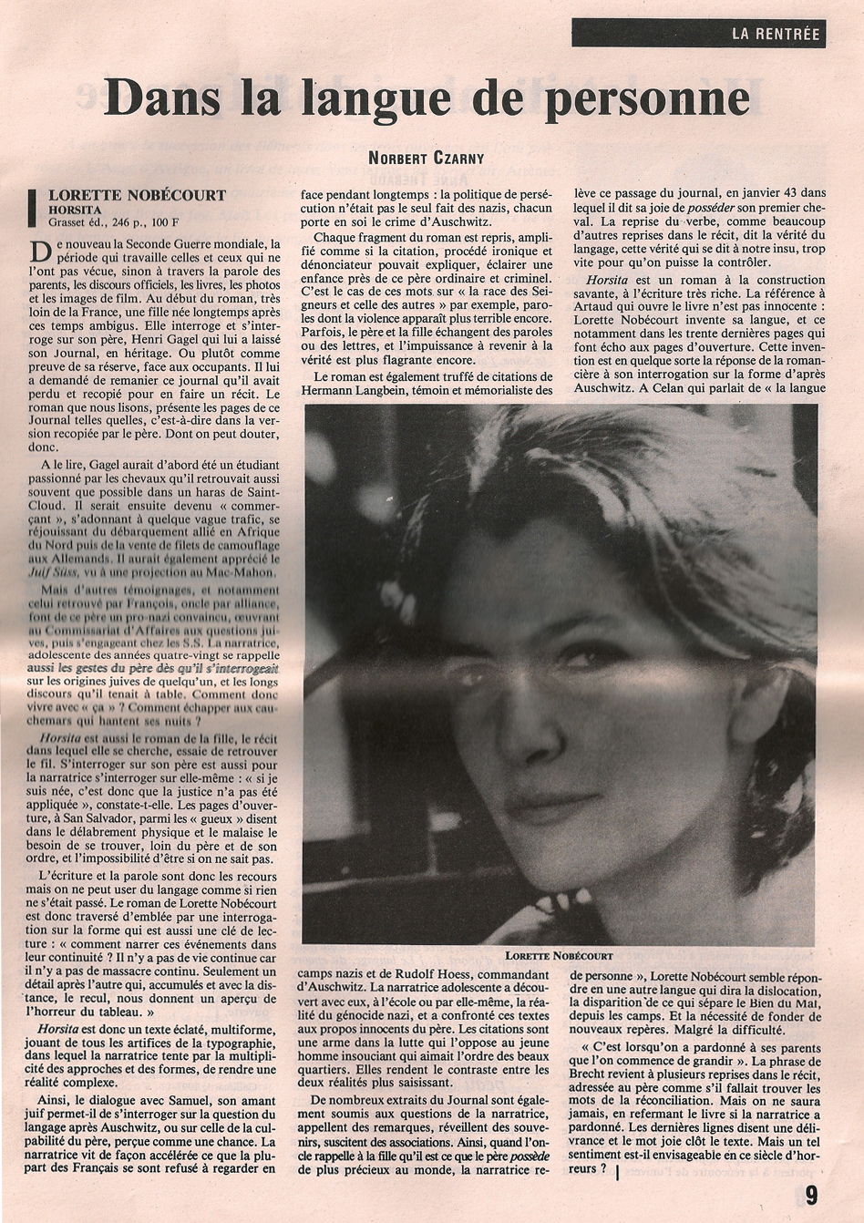 La Quizaine Litt&eacute;raire, 1er sept 1999