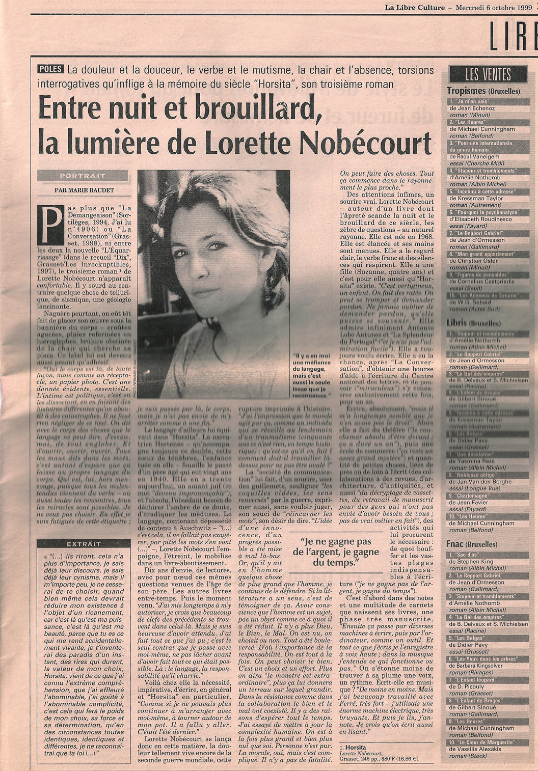 La Libre Culture, Belgique, 6 oct 1999