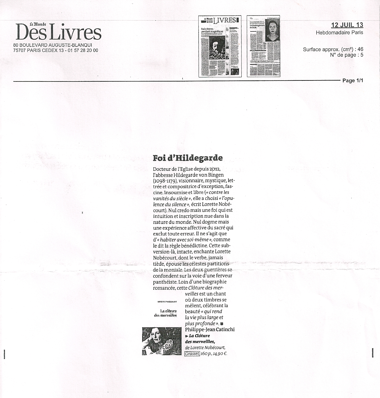 Le Monde, 12 juillet 2013