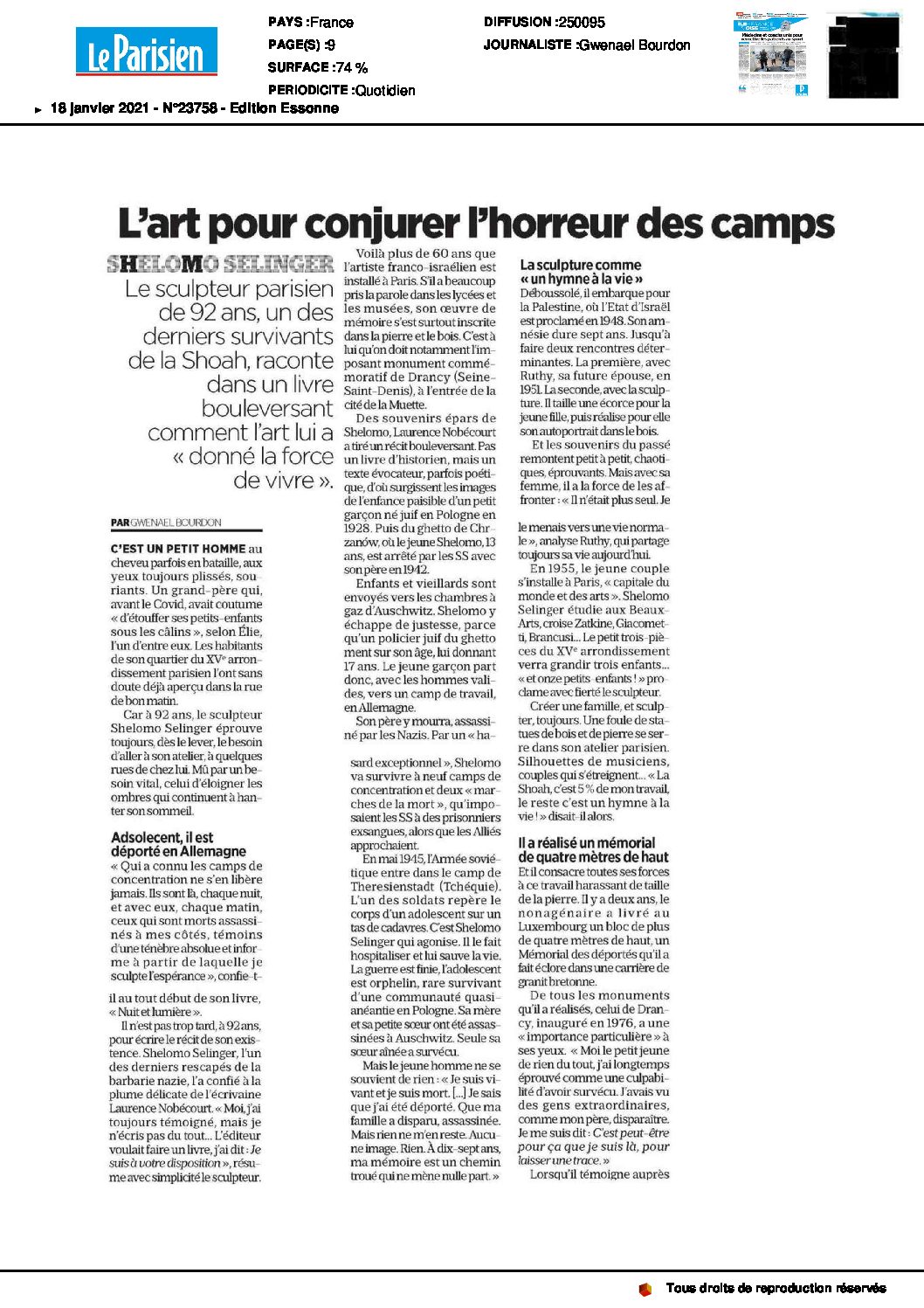 Le Parisien, 18 jan 2021