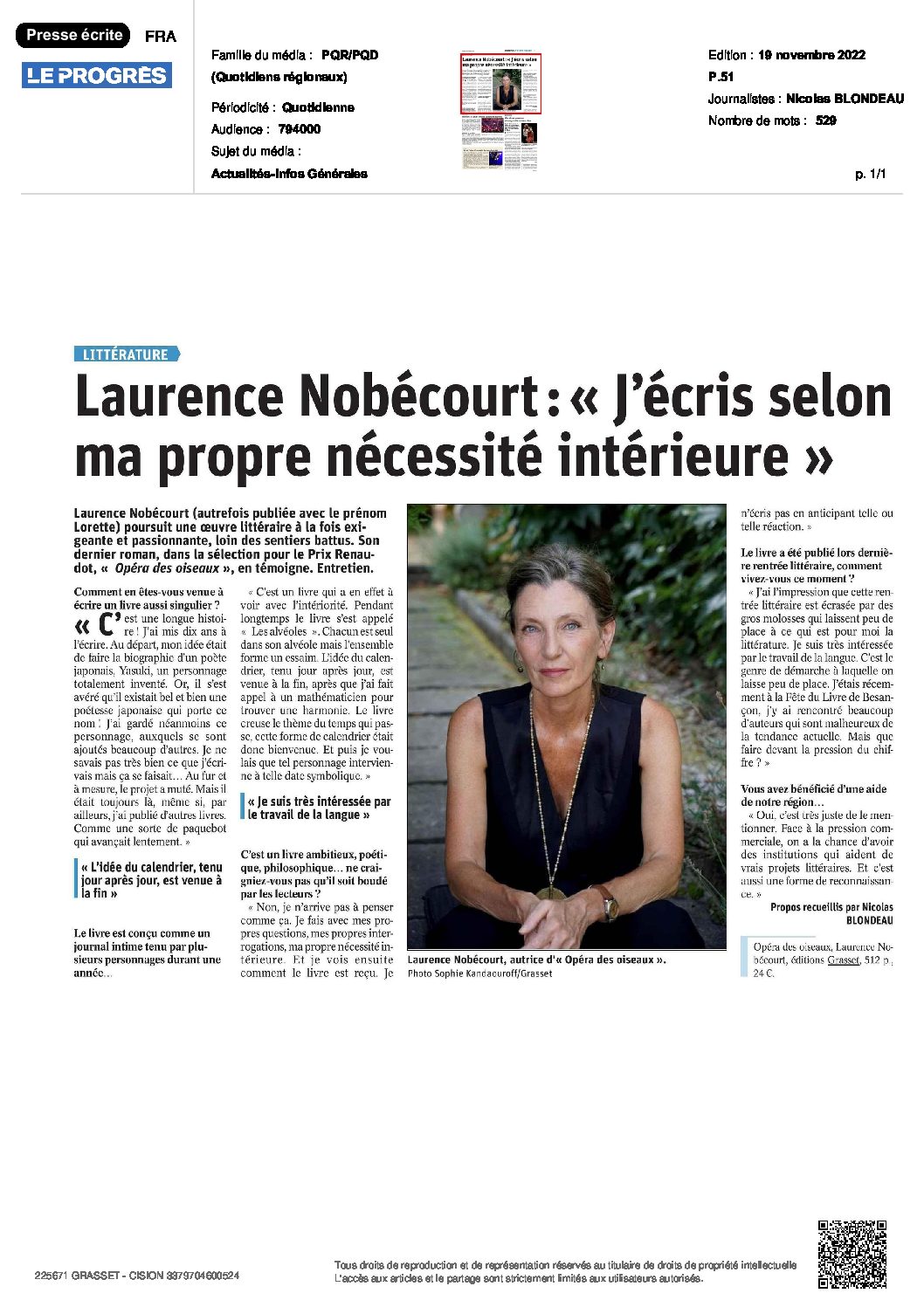 Le Progr&egrave;s, 19 nov 2022