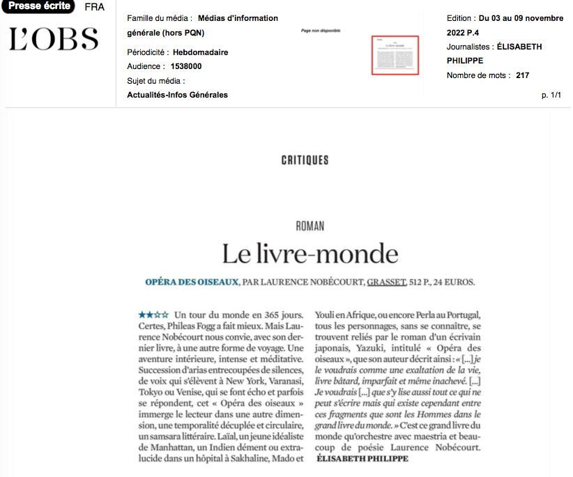 L'Obs, 2 nov 2022