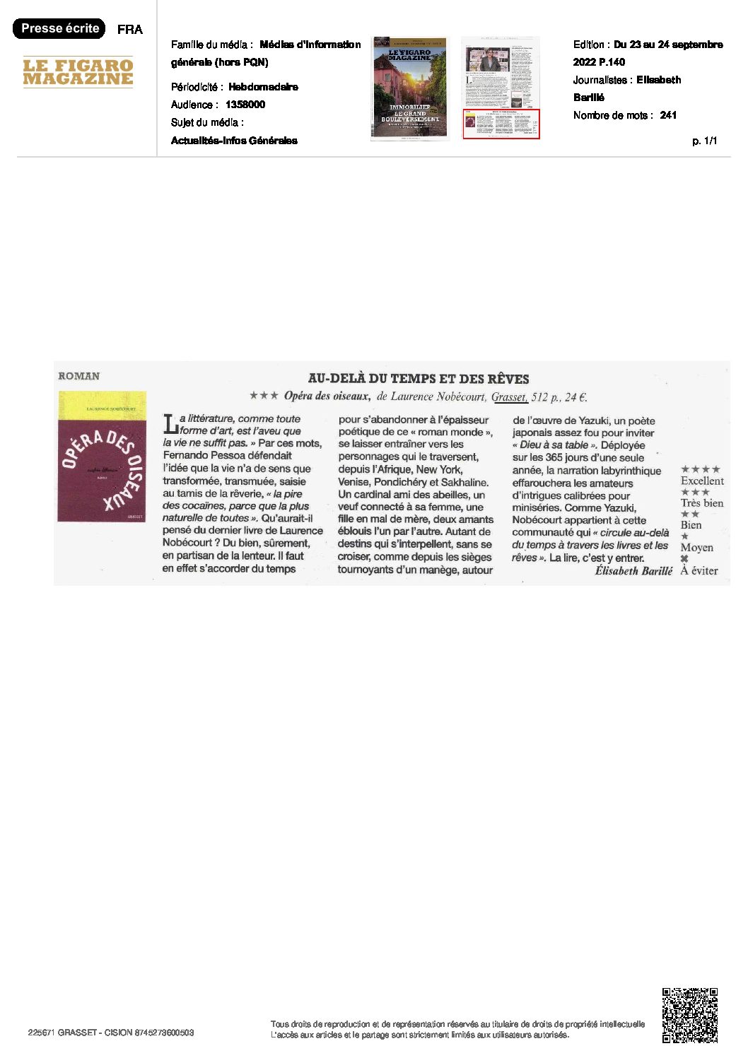 Le Figaro Magazine, sept 2022